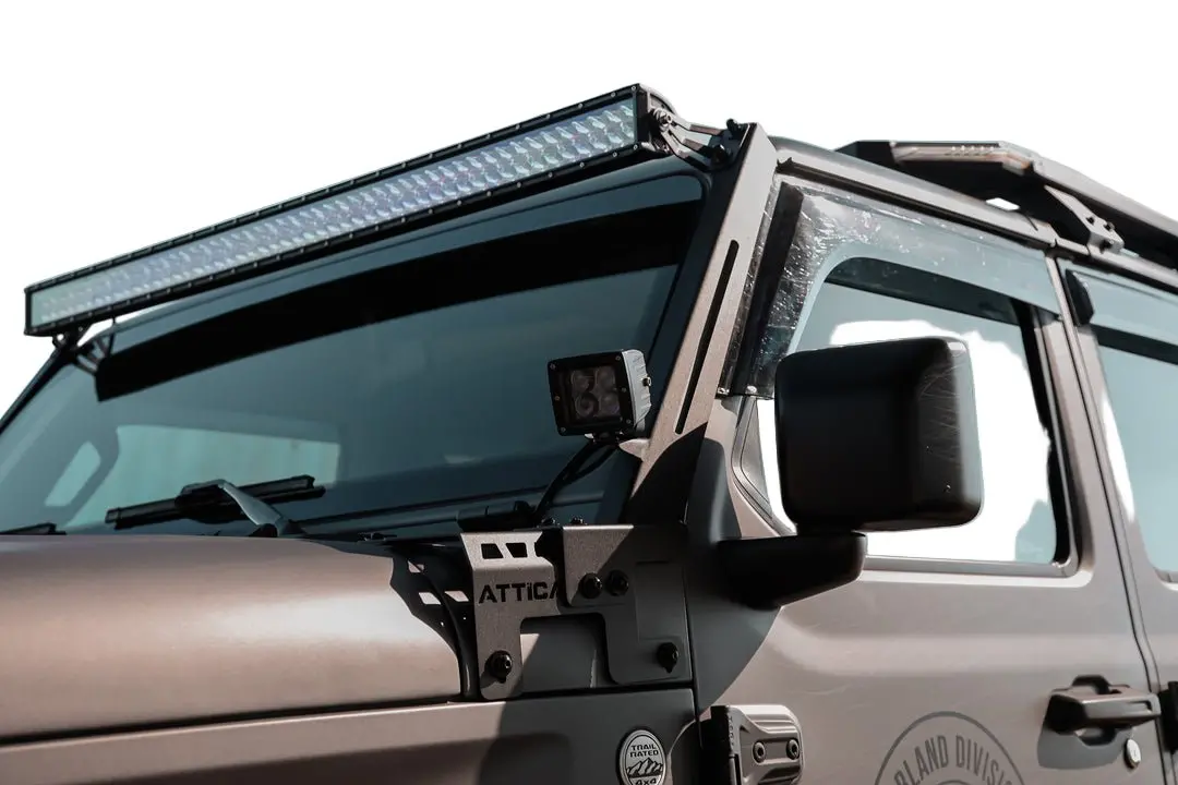 Attica 4X4 Frontier Series Light Mount Brackets For 2018-2025 Gladiator Jt & Wrangler Jl 1