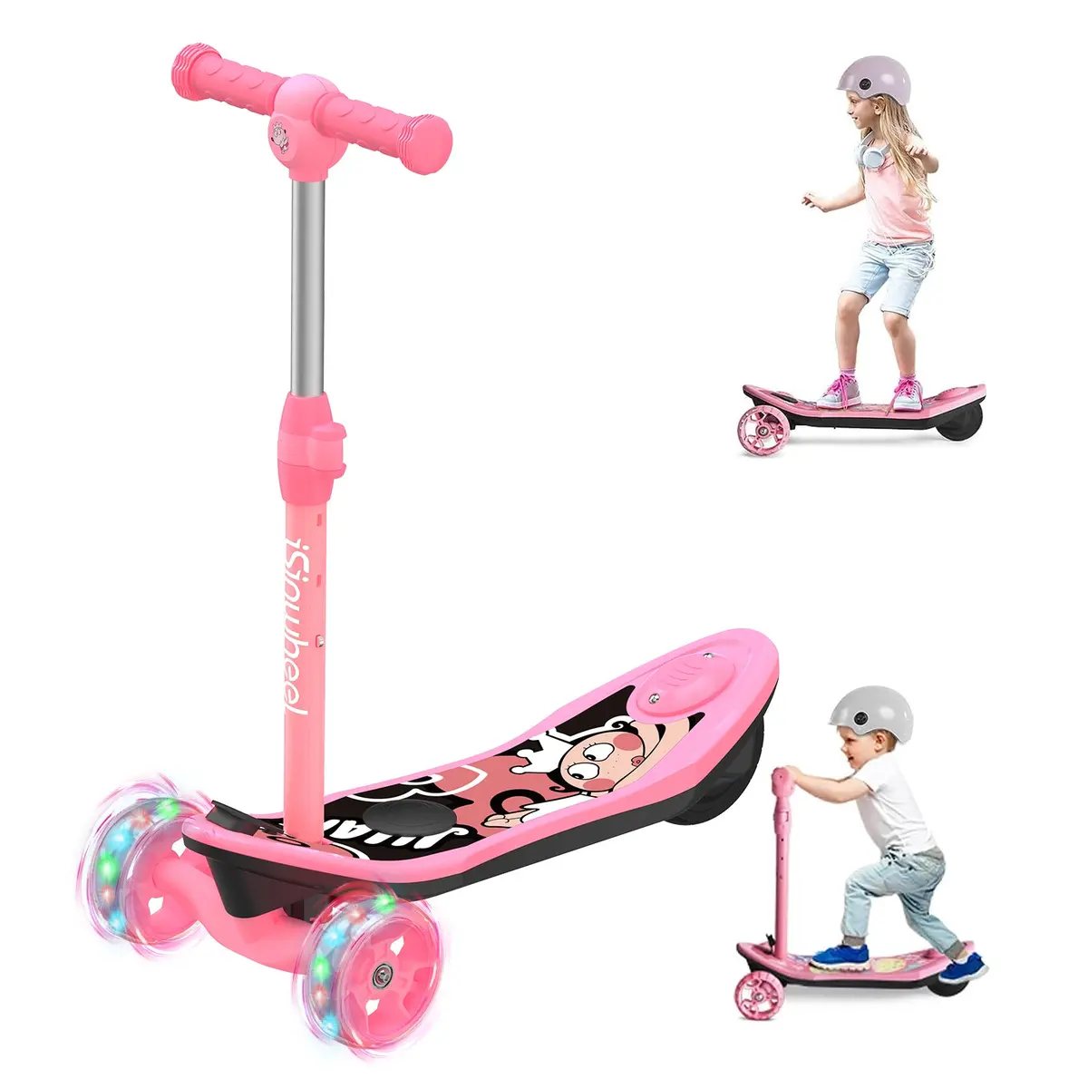 3-Wheel Mini 2In1 Kids Electric Scooter Height Adjustable Lean To Steer Kick Scooter For 3-12 Boys Girls 2