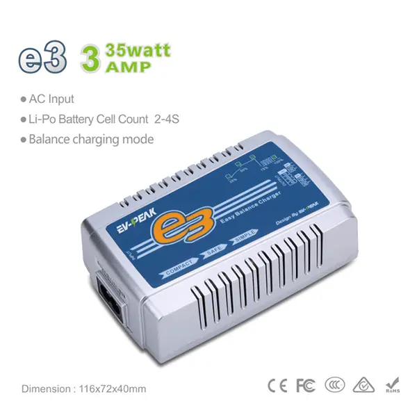 Ev-Peak E3 Ac Lipo Balancing Battery Charger (3Amps, 35Watts) 1