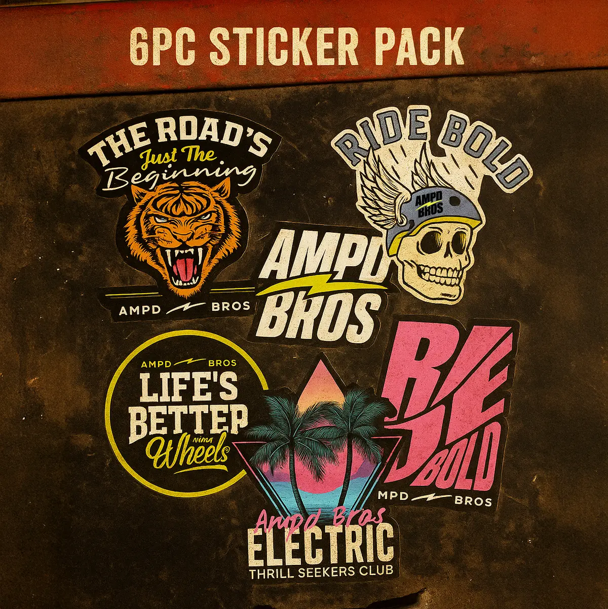 Ampd Bros 6Pc Epic Sticker Pack 1