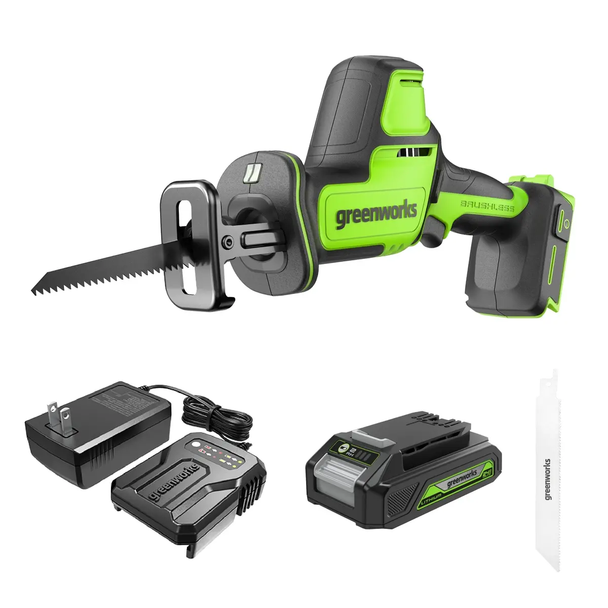 24V 1" One-Handed Compact Reciprocating Saw: 2.0 Ah Battery And Charger 1