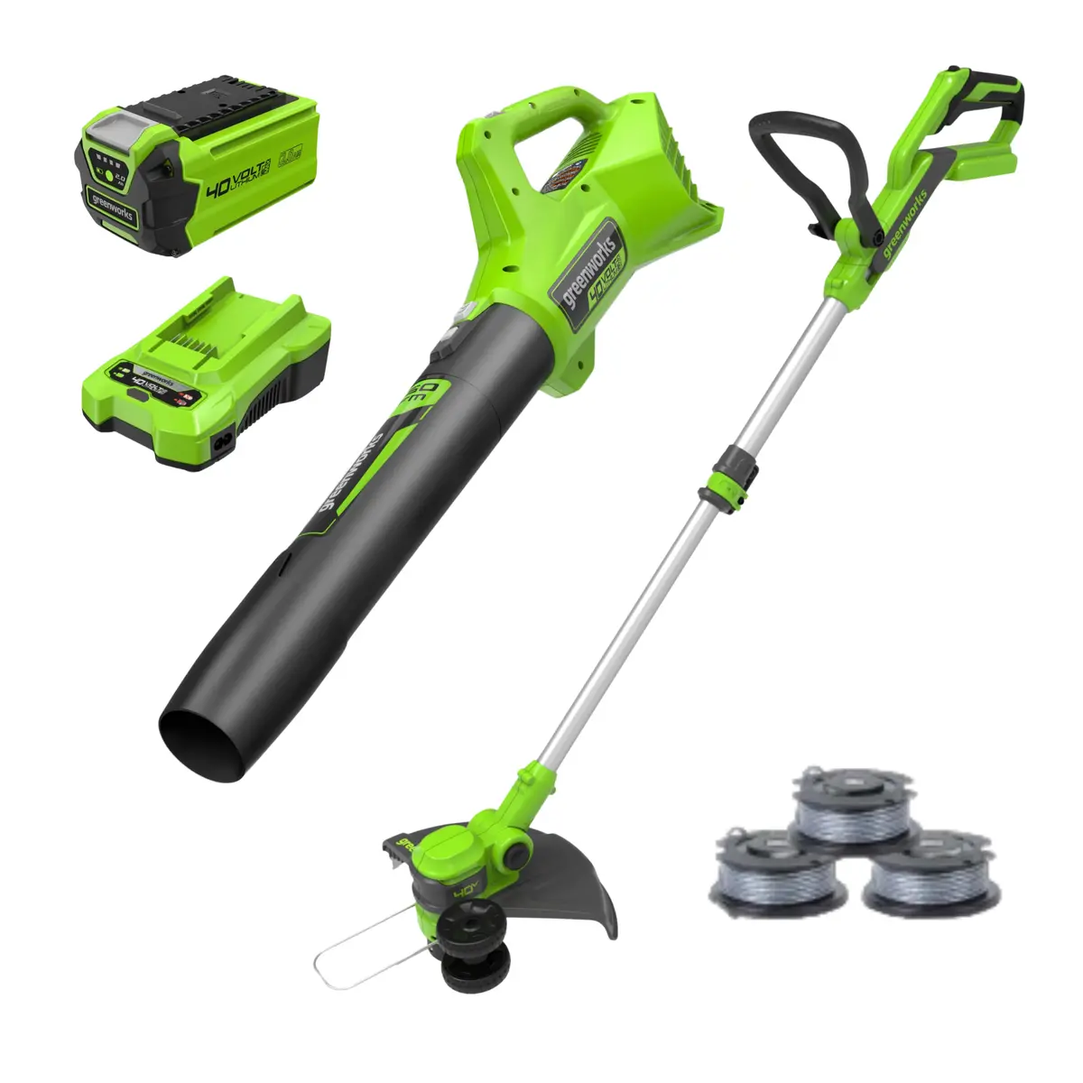 40V 13" Gen 2 String Trimmer And 350 Cfm Cordless Battery Leaf Blower Combo Kit, (3).065" Spools,(1)2.0 Ah Battery And Charger 1
