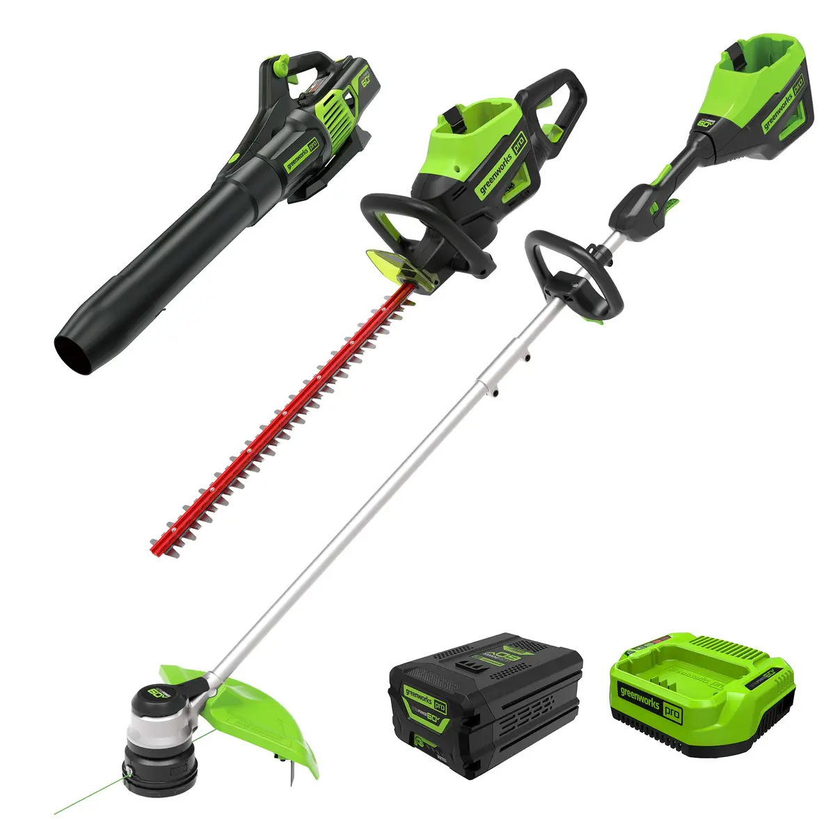 60V 3Pc Handheld Combo Kit, 16"String Trimmer, 610 Cfm Blower And 26"Hedge Trimmer 1