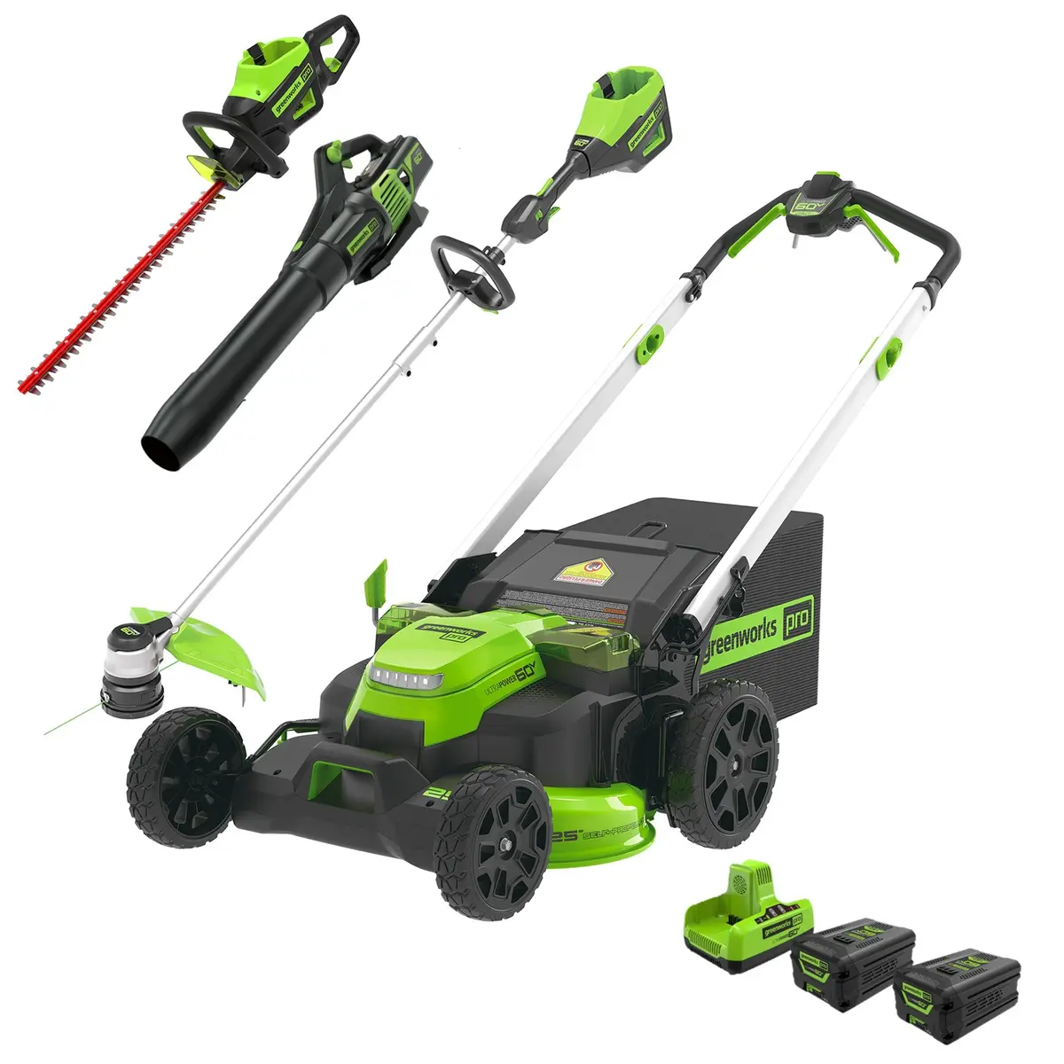 60V 25" Self-Propelled Lawn Mower 4-Pc Combo Kit: (2) 4.0 Ah Batteries And Dual-Port Charger 1