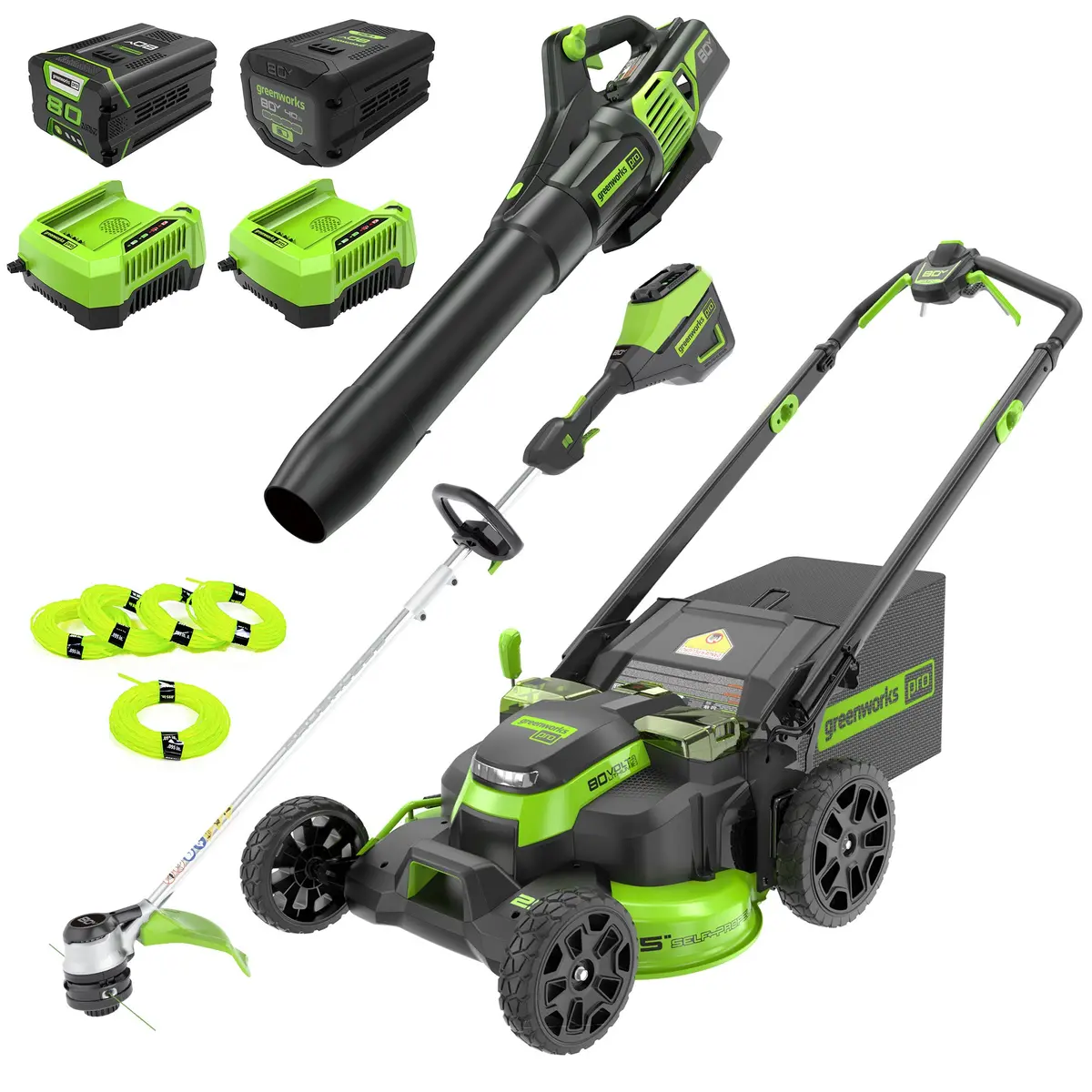 80V 25" Cordless Battery Dual Blade Self-Propelled Mower 3Pc Combo Kit, (1) 4.0 Ah Battery, (1) 2.5 Ah And (2) Rapid Charger 1