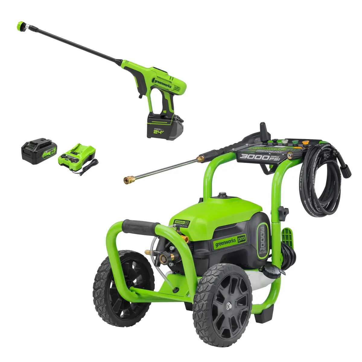 3000 Psi Pressure Washer, 24V 600-Psi Cordless Power Cleaner Combo Kit 1