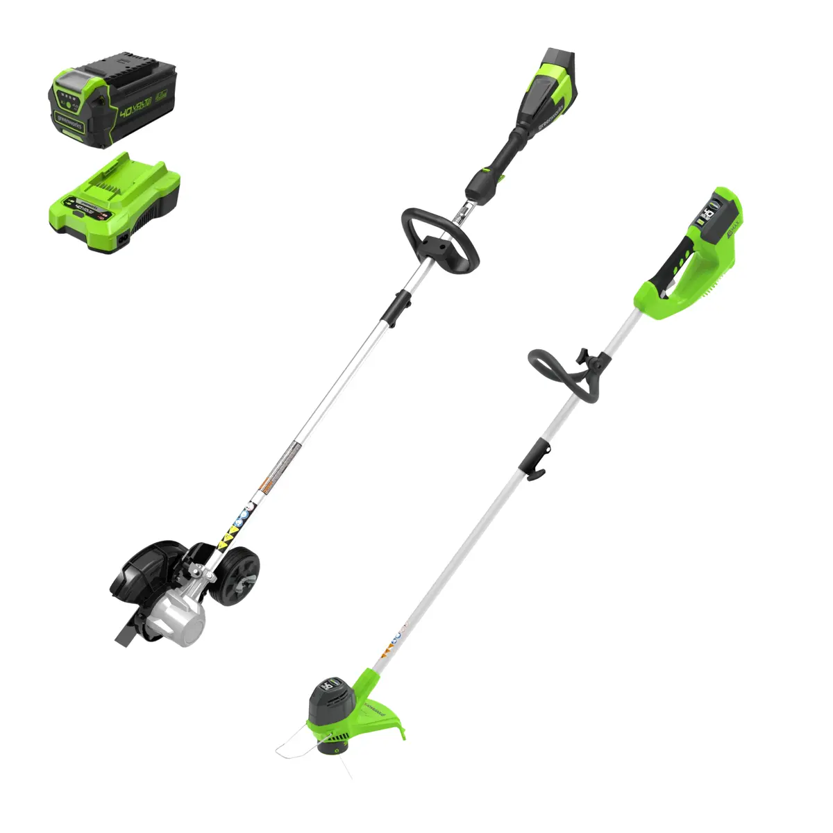 40V 8" Cordless Battery Edger And 12" String Trimmer Combo Kit W 4.0 Ah Battery And Charger 1