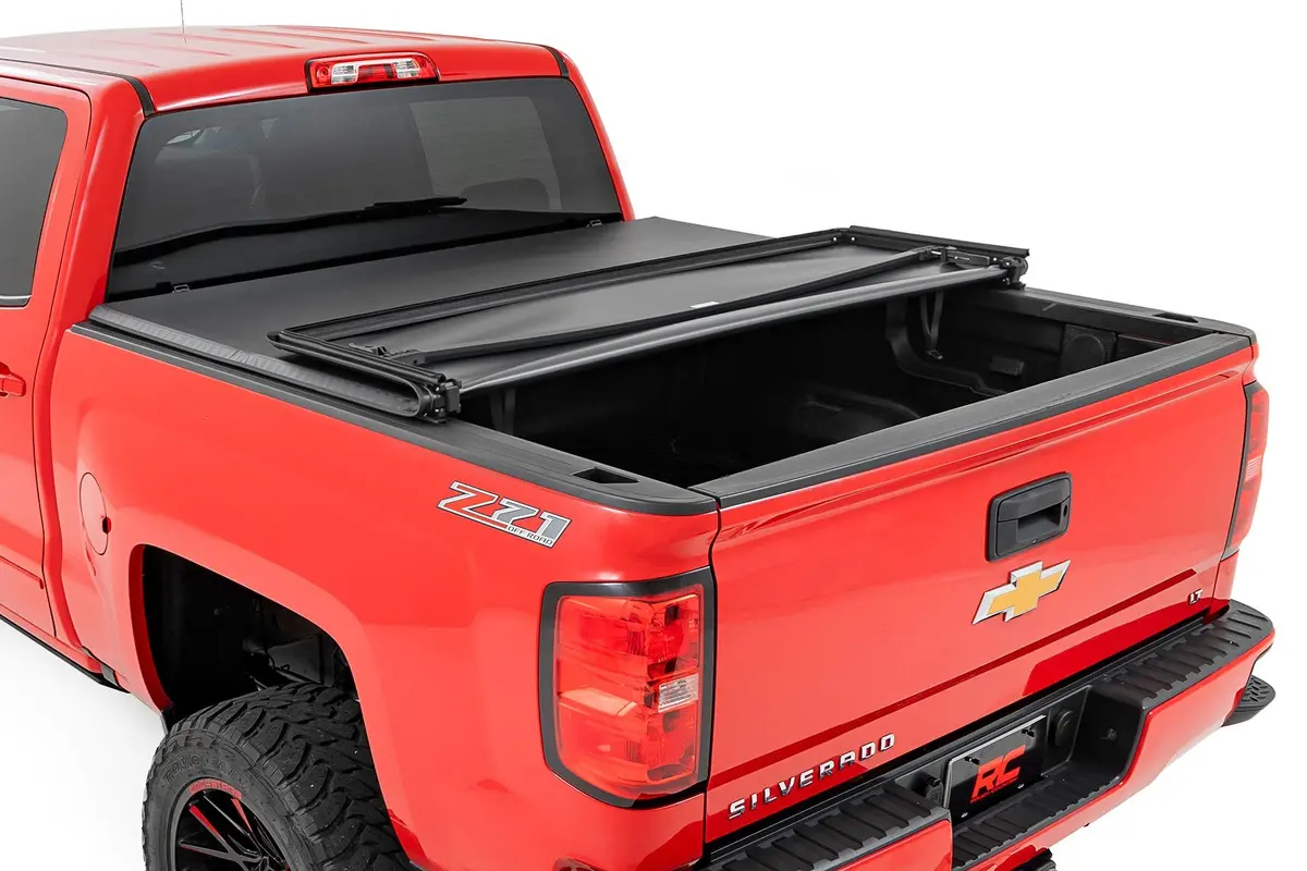 Rough Country Tri-Fold Soft Tonneau Cover For 2014-2019 Silverado Sierra (6'7" Bed) 2