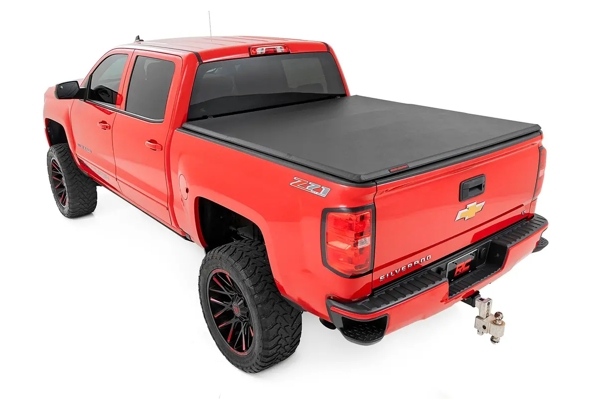 Rough Country Tri-Fold Soft Tonneau Cover For 2014-2019 Silverado Sierra 1500 (5'9" Bed) 1