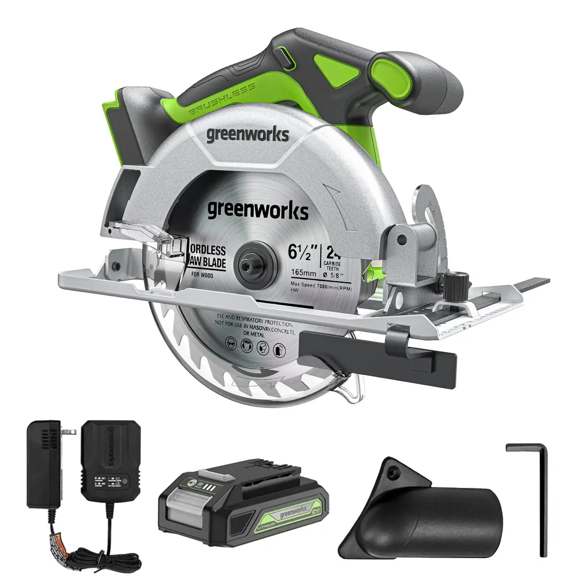 24V Cordless Battery†6.5'' Circular Saw: 2.0 Ah Battery And Charger 1