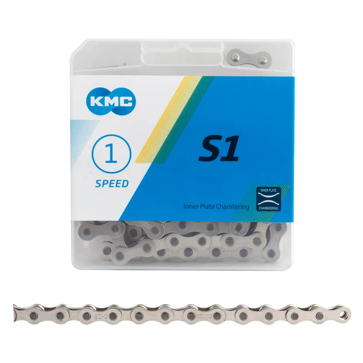 Kmc S1 Chain - Single Speed 1/2" X 1/8", 112 Links, Silver 1