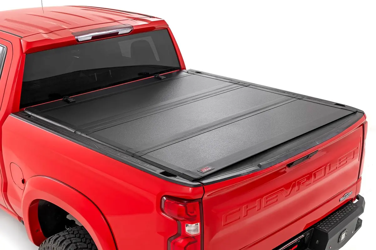 Rough Country Tri Fold Aluminum Hard Tonneau Cover For 2019-2026 Silverado Sierra 1500 1