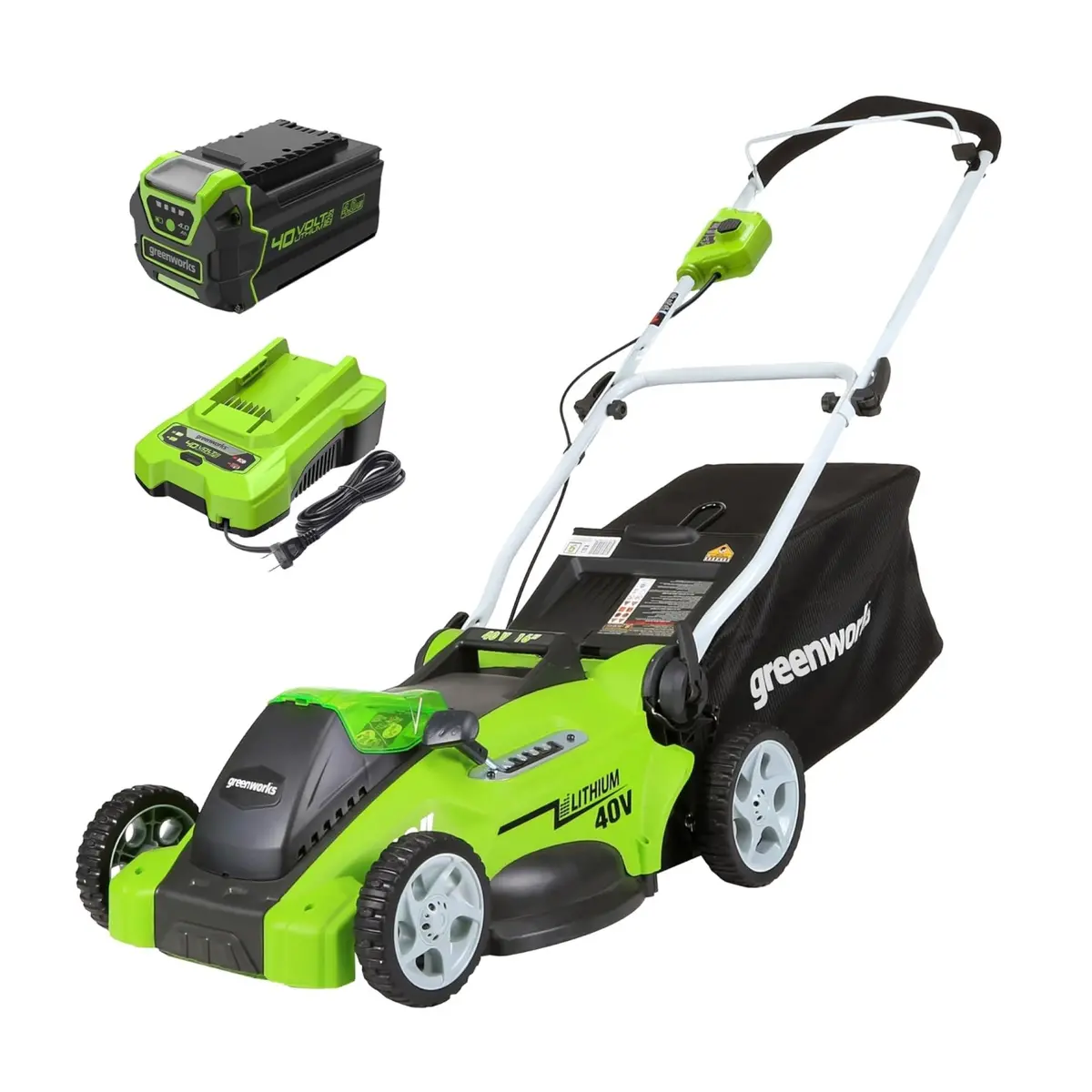 40V 16" Cordless Battery Push Lawn Mower W/ 4.0Ah Battery & Charger 1