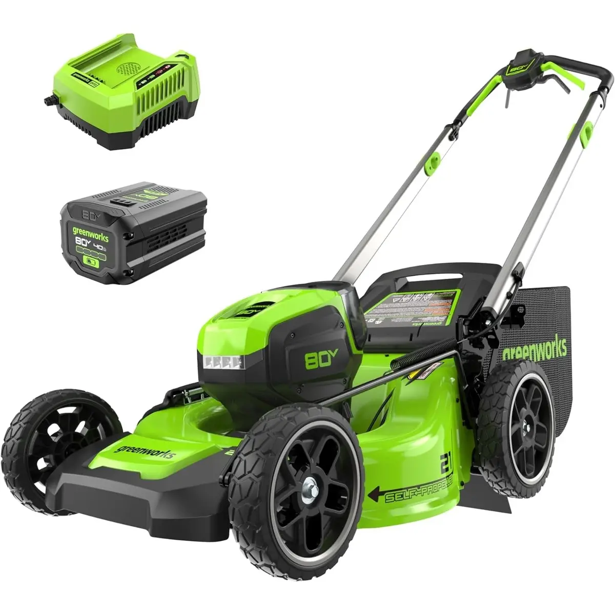 80V 21" Cordless Battery 4-In-1 Self-Propelled Lawn Mower: 4.0 Ah Battery And Charger 1