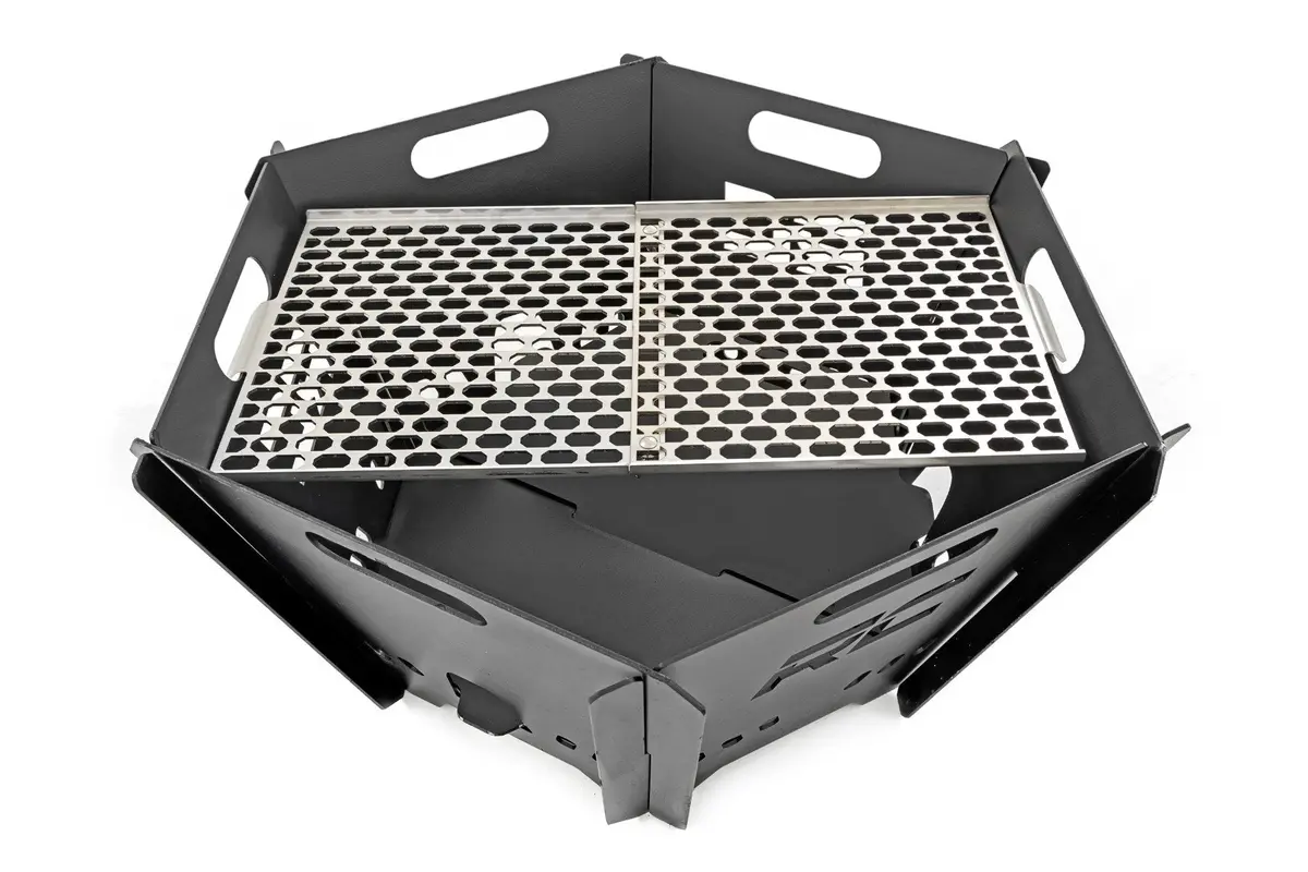 Rough Country Collapsible Fire Pit Stainless Steel Grille Grate - Recon Recovery 1