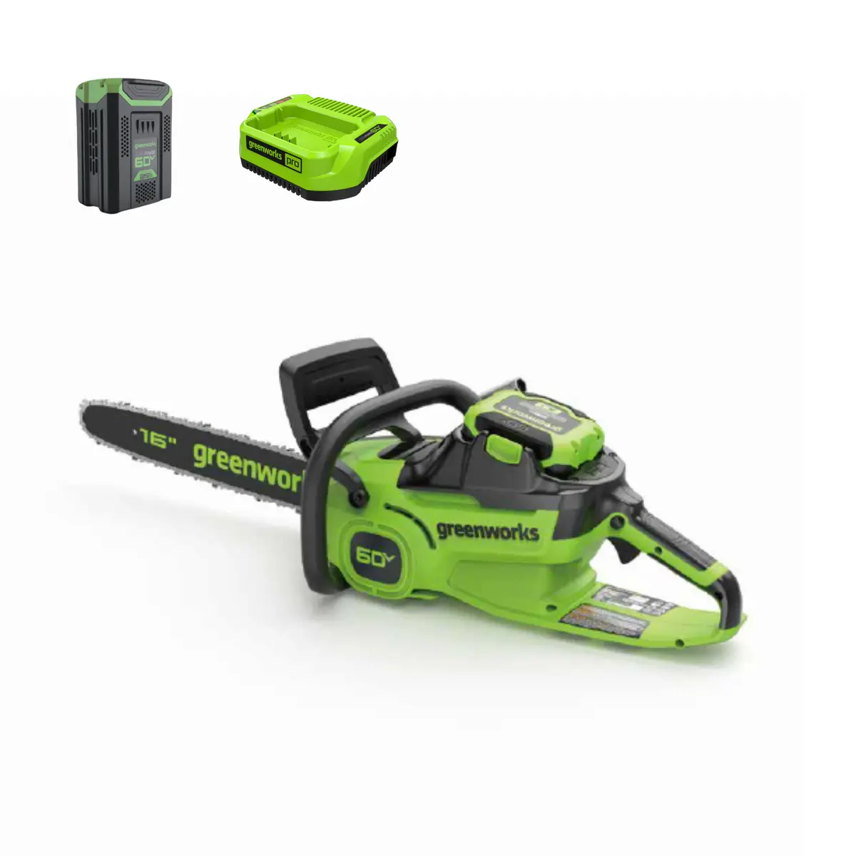 60V 16" 1.5Kw Cordless Battery Chainsaw: 2.5 Ah Battery And 3A Charger 1
