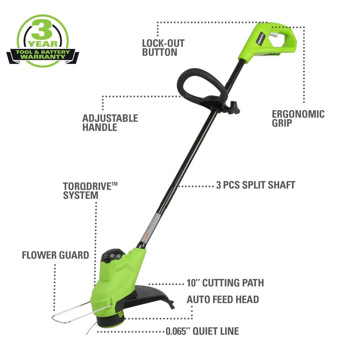 24V 10" Cordless Battery String Trimmer (Tool Only) 2