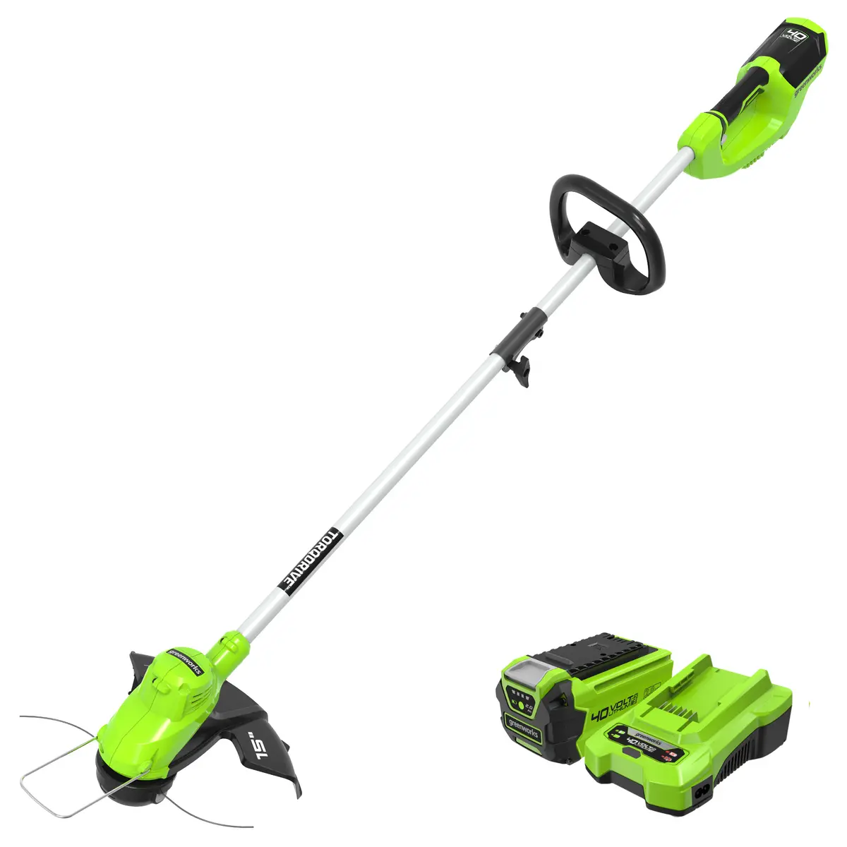 Open Box 40V 15" Cordless Battery String Trimmer, 2Ah Battery And Charger 1