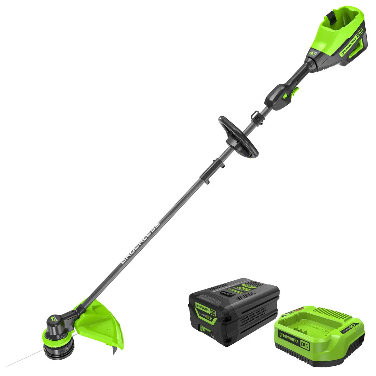 60V 17" Cordless Battery Brushless String Trimmer, Carbon Fiber Shaft: 4.0 Ah Battery And Charger 1