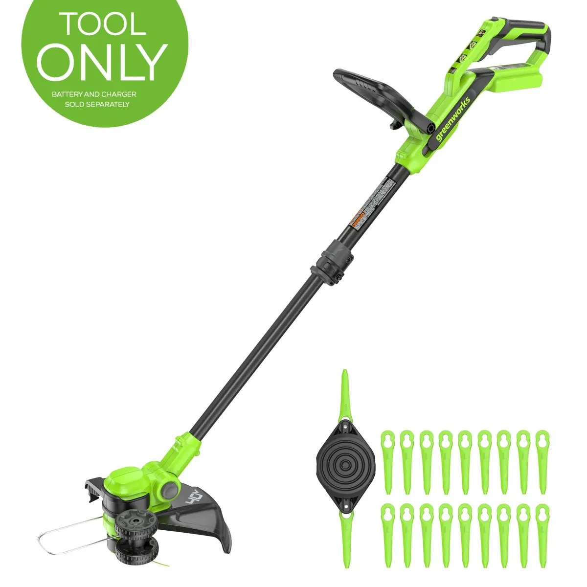 40V 13" Cordless Battery String Trimmer / Edger, 20Pc Blades (Tool Only) 1