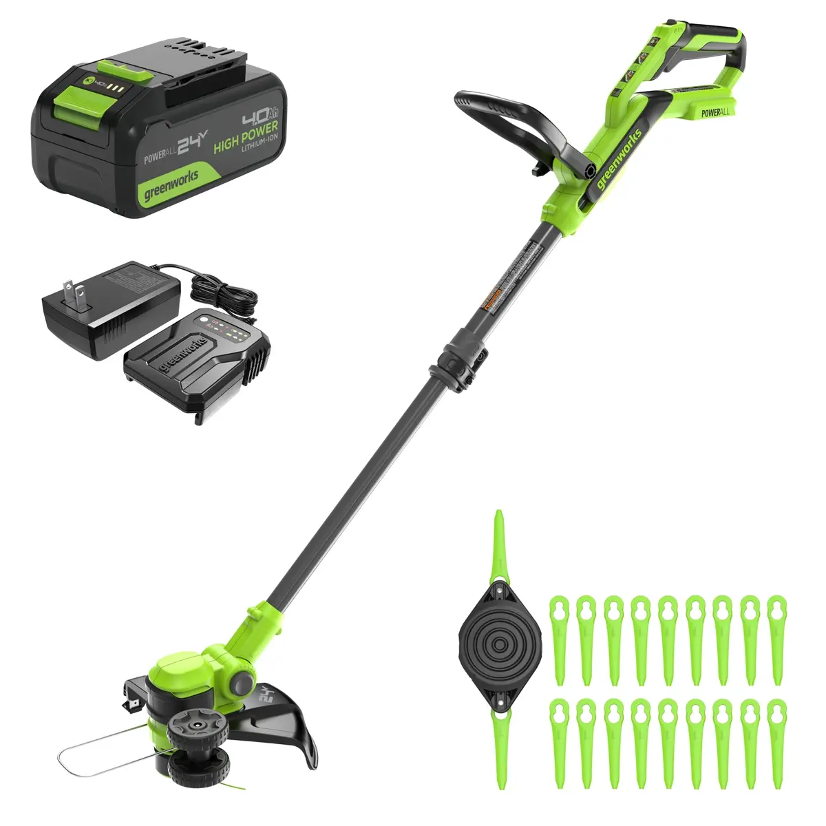 24V 12" Cordless Battery String Trimmer/Edger: 4.0 Ah Battery And Charger 1