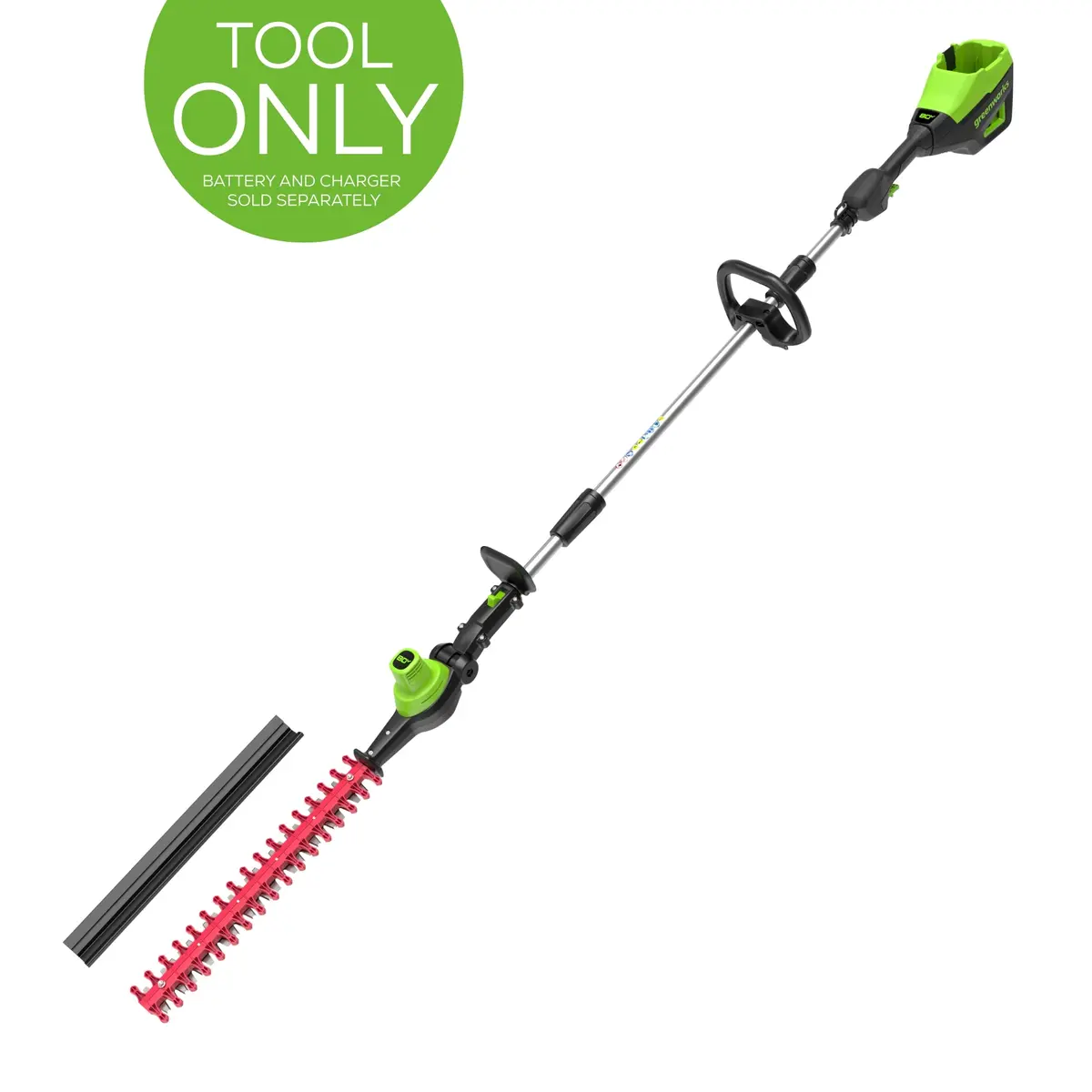 80V 20" Cordless Battery Pole Hedge Trimmer (1.2" Cut, 3200 Spm), Tool-Only 1