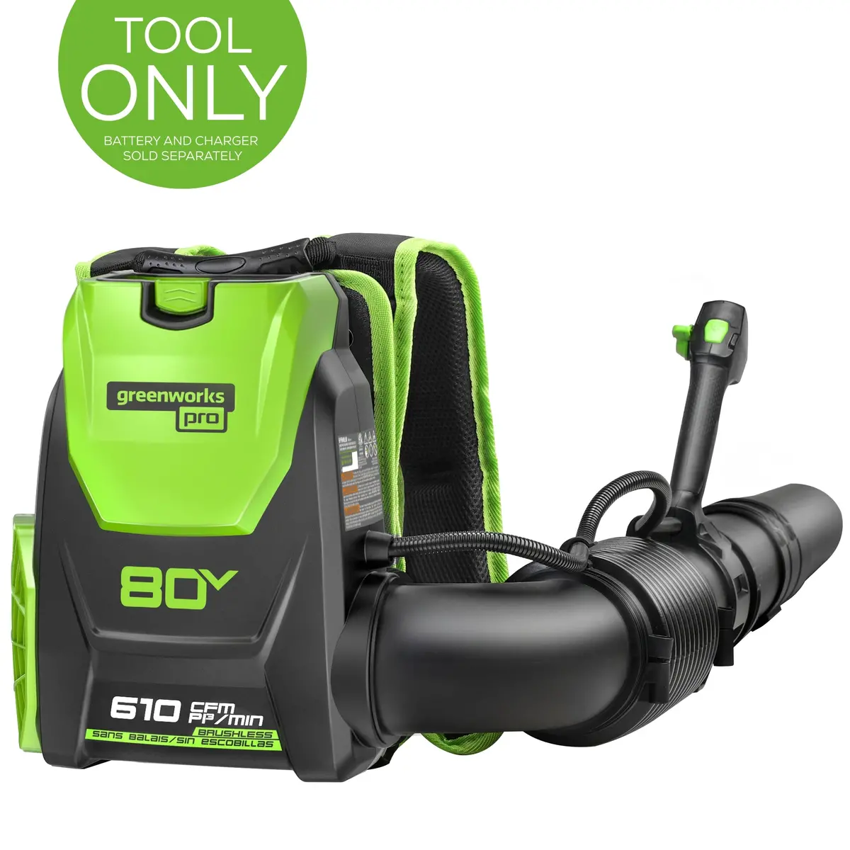 80V 610 Cfm Cordless Battery Backpack Blower (Tool Only) 1