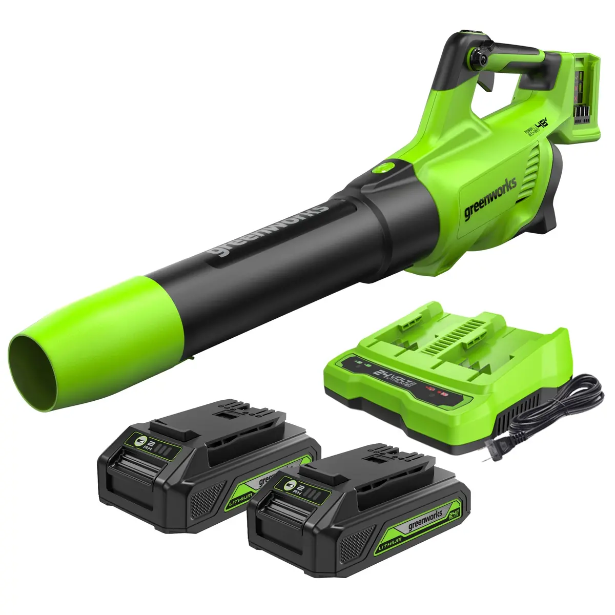 48V (24V X 2) 515 Cfm Cordless Battery Leaf Blower W/ (2) 2.0Ah Usb Batteries & Charger 1