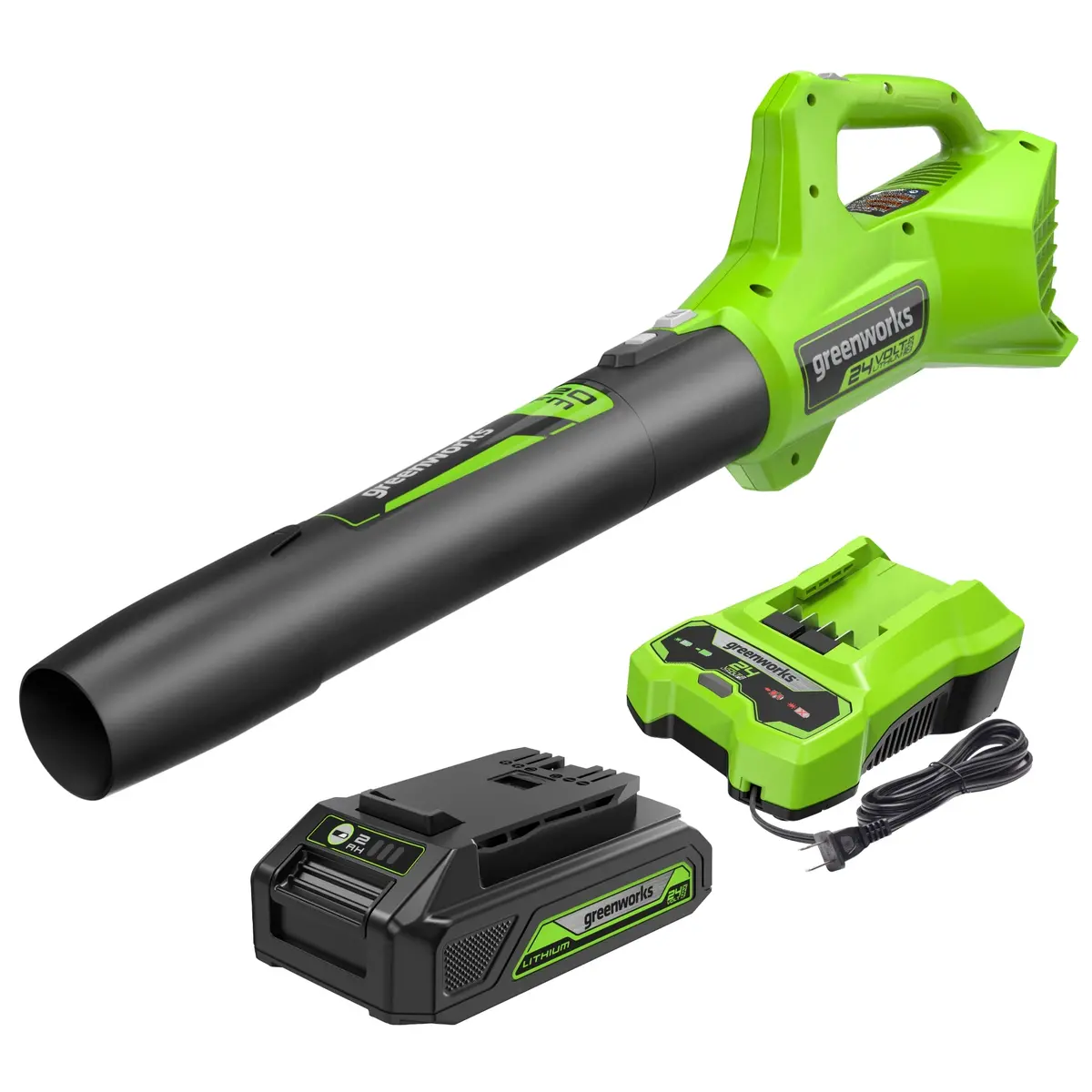 24V 320 Cfm Cordless Battery Leaf Blower W/ 2.0 Ah Battery & Charger 1