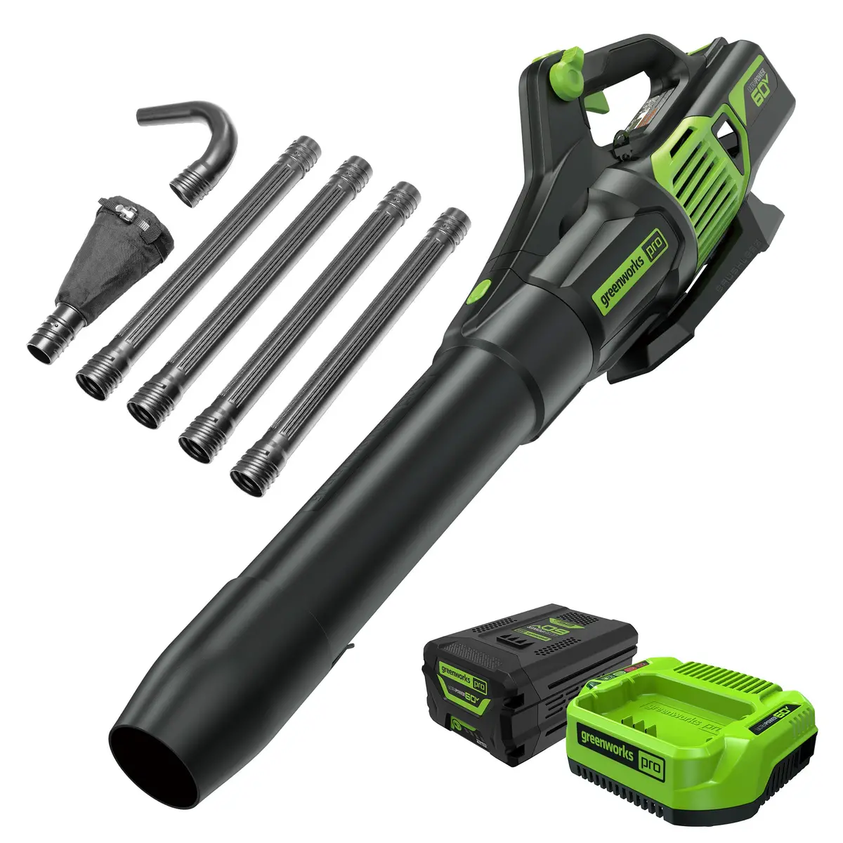 60V 610 Cfm Cordless Battery Leaf Blower And Gutter Cleaning Kit Combo Kit: 2.5 Ah Battery And Rapid Charger 1