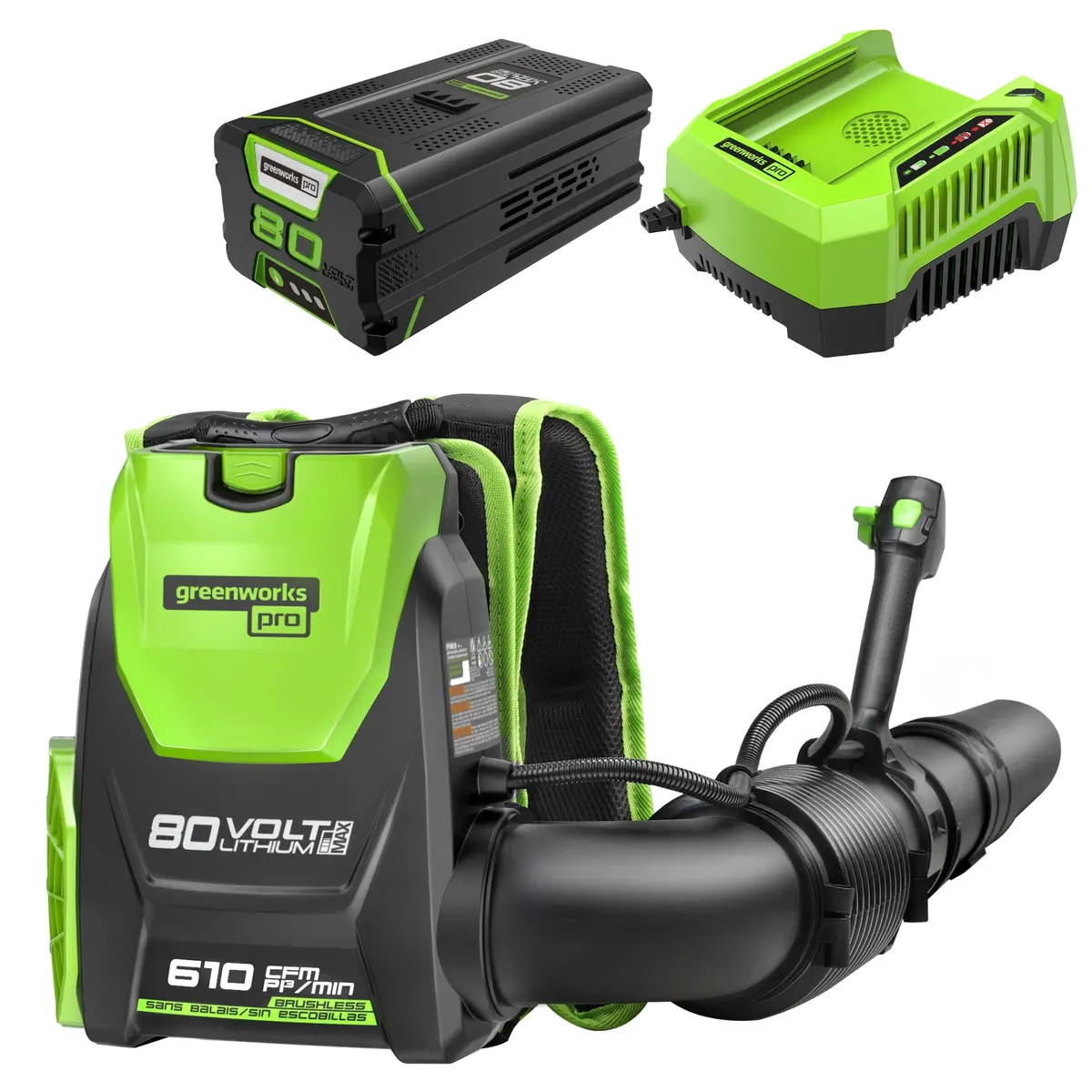 80V 610 Cfm Cordless Battery Single Port Backpack Blower, (1) 4.0 Ah Battery And Charger 1