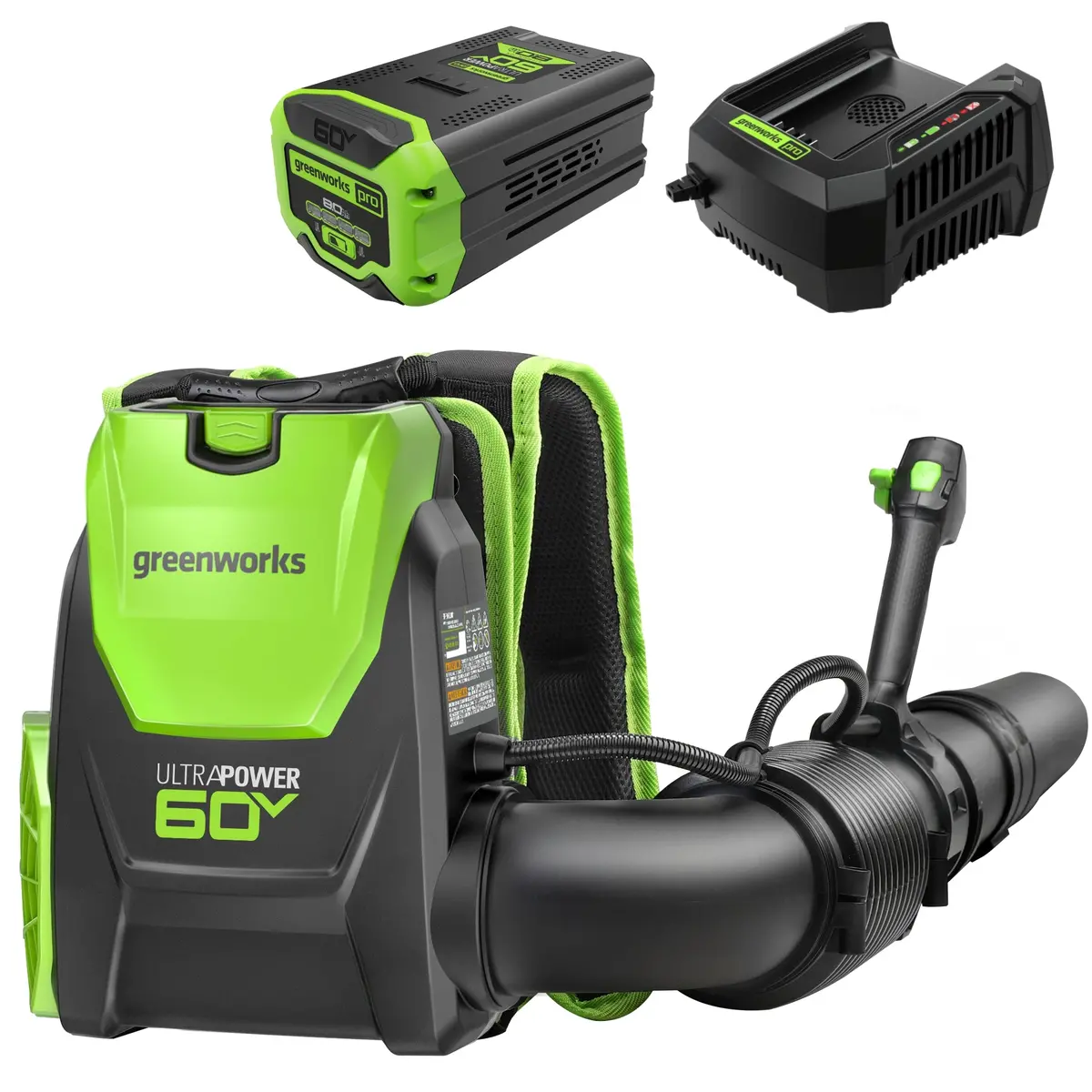 60V 730 Cfm Cordless Battery Brushless Backpack Blower, 8.0 Ah Battery And Charger 1