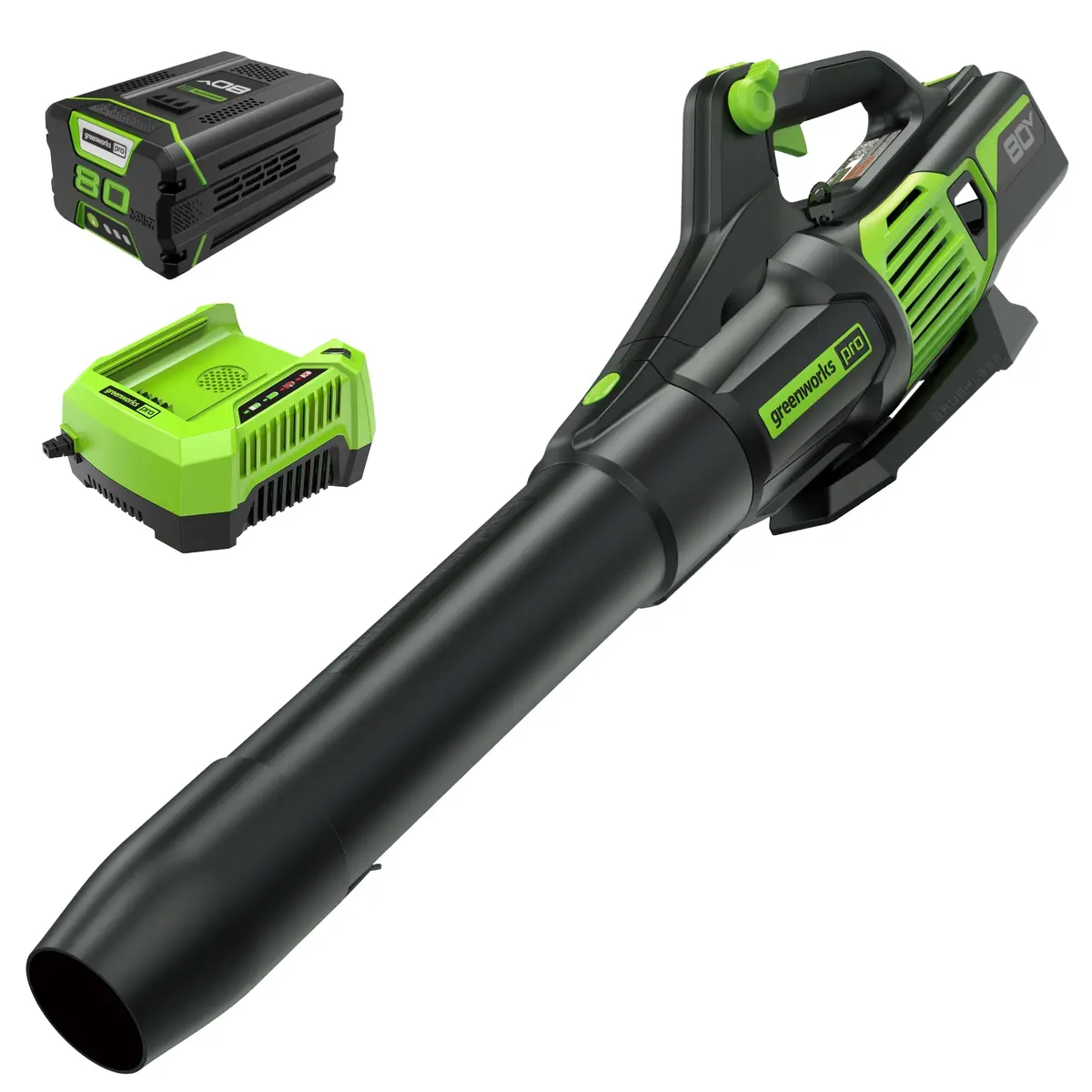 Renewed 80V 730 Cfm Cordless Battery Leaf Blower: 2.5 Ah Battery And Rapid Charger 1