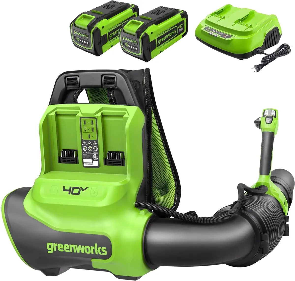 40V 710 Cfm Cordless Battery Dual-Port Backpack Blower: (2) 8.0 Ah Battery And Charger 1