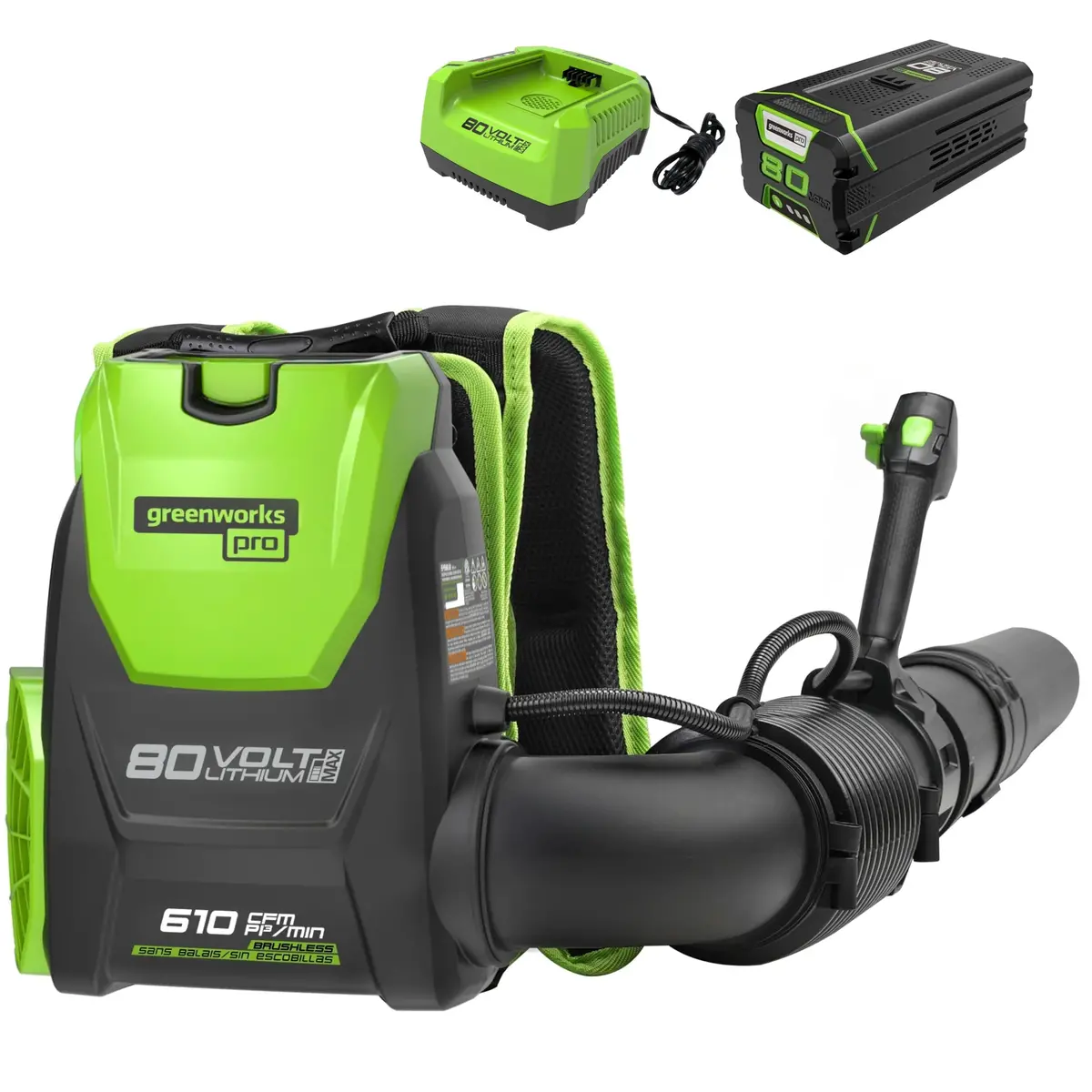 80V 610 Cfm Cordless Battery Backpack Blower ,5Ah Battery And Rapid Charger 1