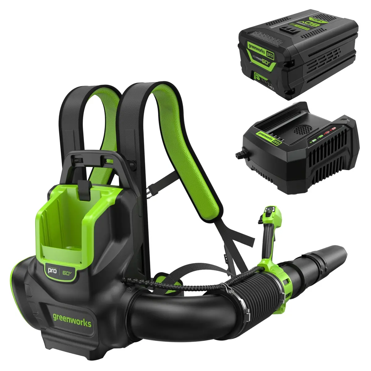 60V 800 Cfm Cordless Battery Brushless Backpack Blower: 4.0 Ah Battery And Charger 1