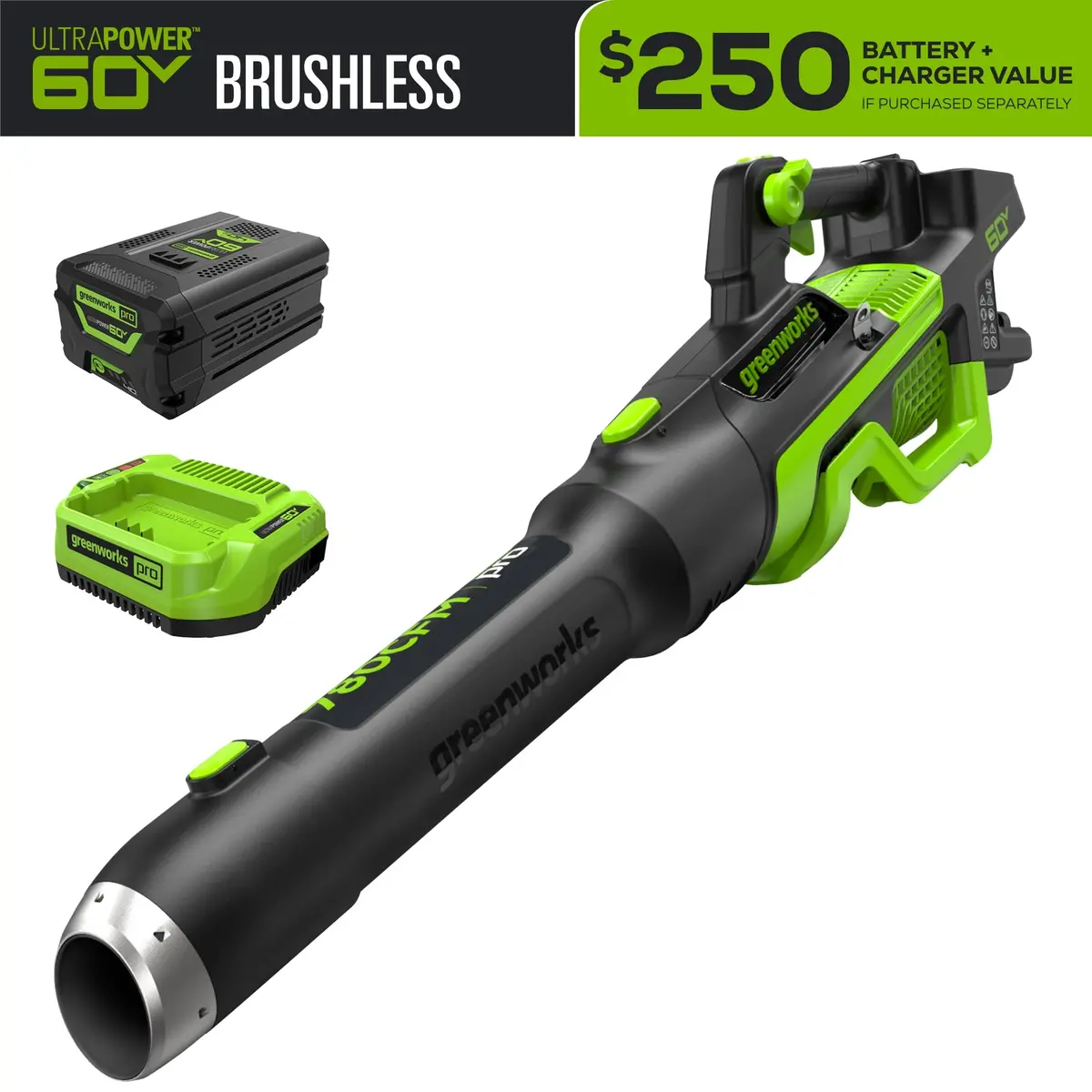 Pro 60V 780Cfm Cordless Battery Leaf Blower, 4Ah Battery And Charger 1