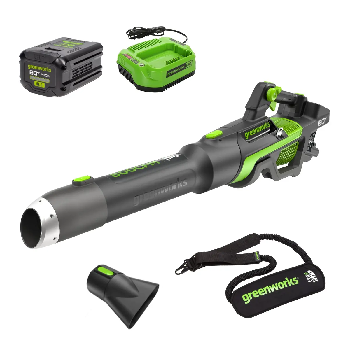 80V 800Cfm Cordless Battery Leaf Blower, 4Ah Battery And Charger 1