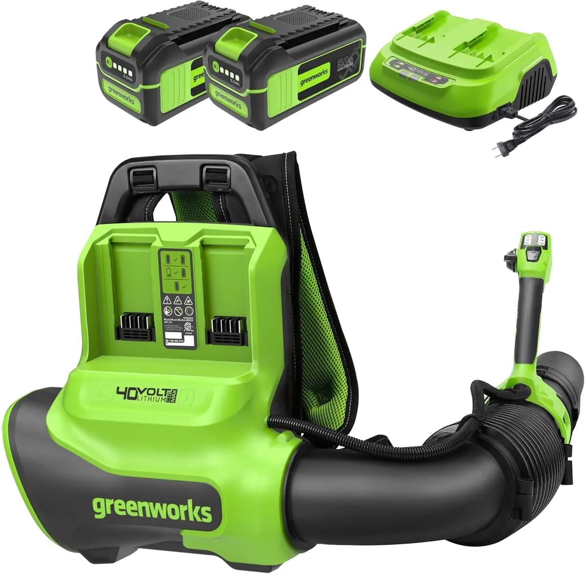 40V 710 Cfm Cordless Battery Dual-Port Backpack Blower: (2) 5.0Ah Battery And Charger 1