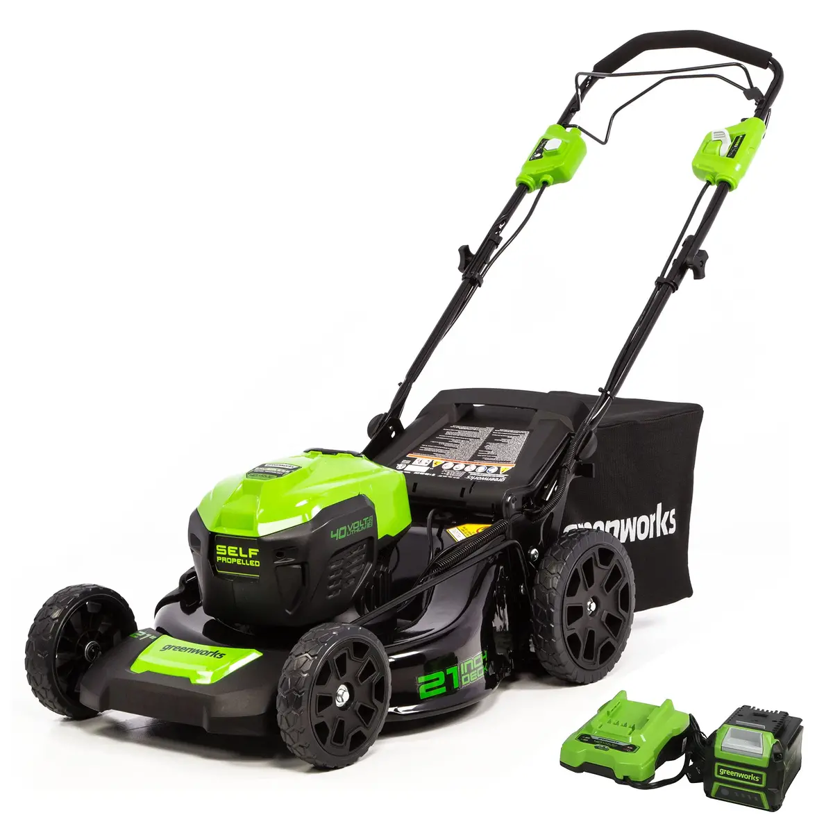 40V 21" Cordless Battery Self-Propelled Lawn Mower: 5.0 Ah Usb Battery And Charger 1
