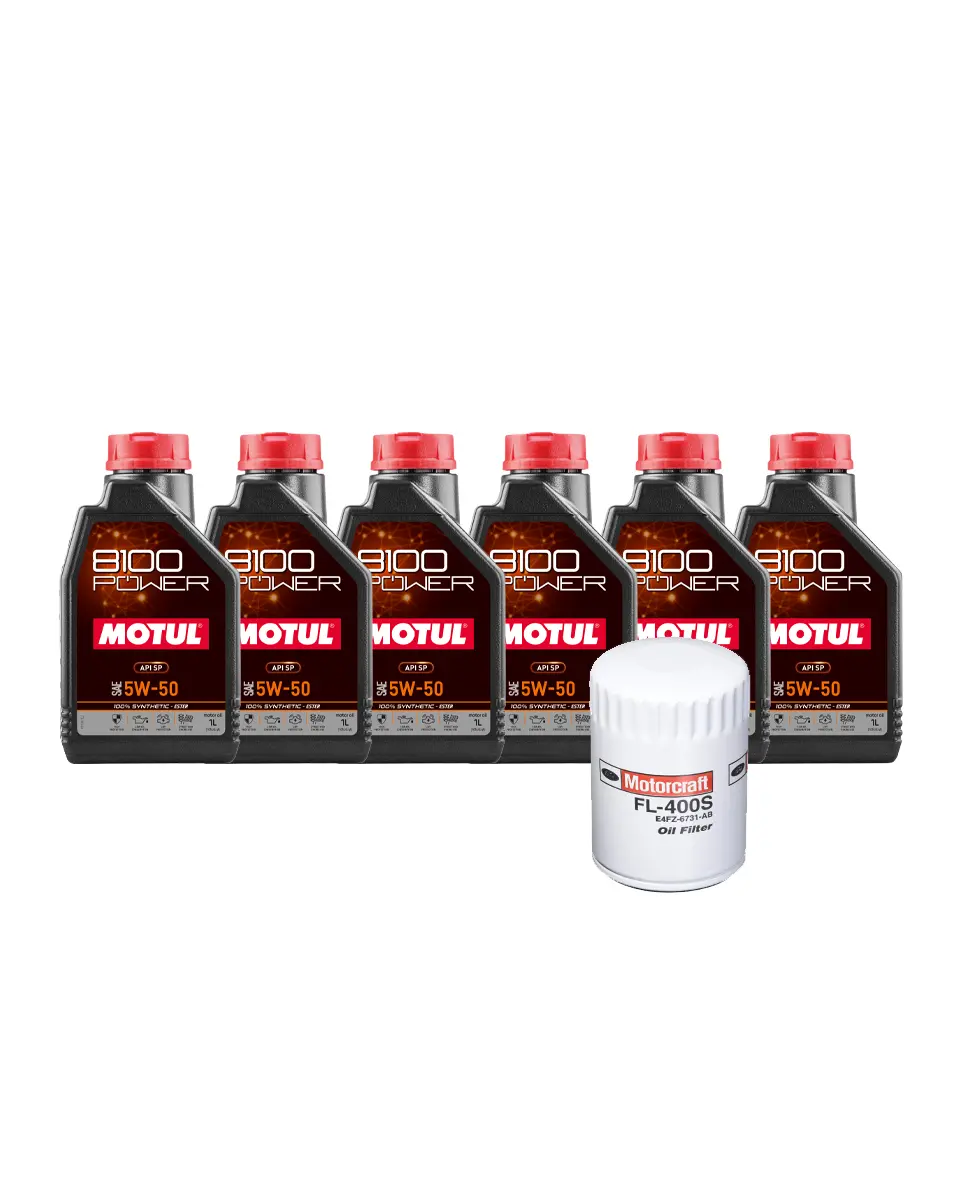 Motul 8100 Power Full Synthetic Oil Change Kit - Ford Focus Rs - 2.3L Ecoboost 1
