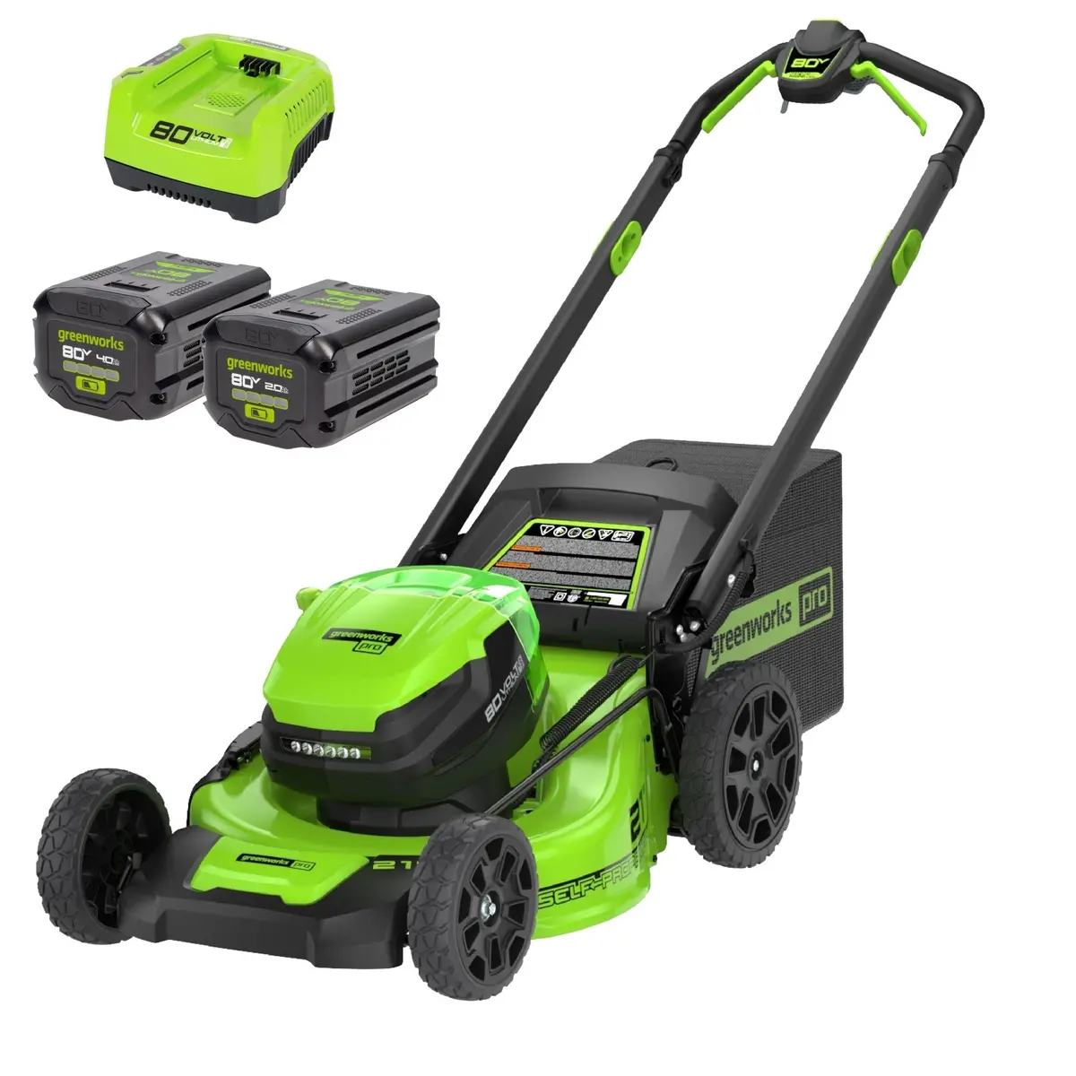 Open Box 80V 21" Cordless Battery 4-In-1 Self-Propelled Lawn Mower: 4.0 Ah: 2.0 Ah Battery And Rapid Charger 1