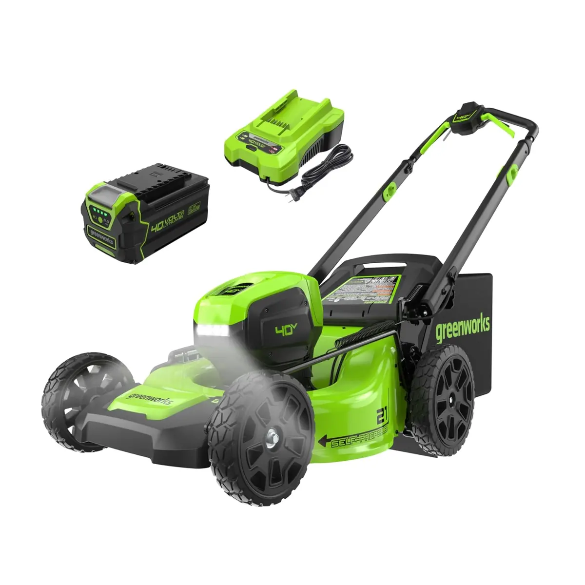 40V 21" Cordless Battery Self-Propelled Lawn Mower: 5.0 Ah Battery And 2A Charger 1