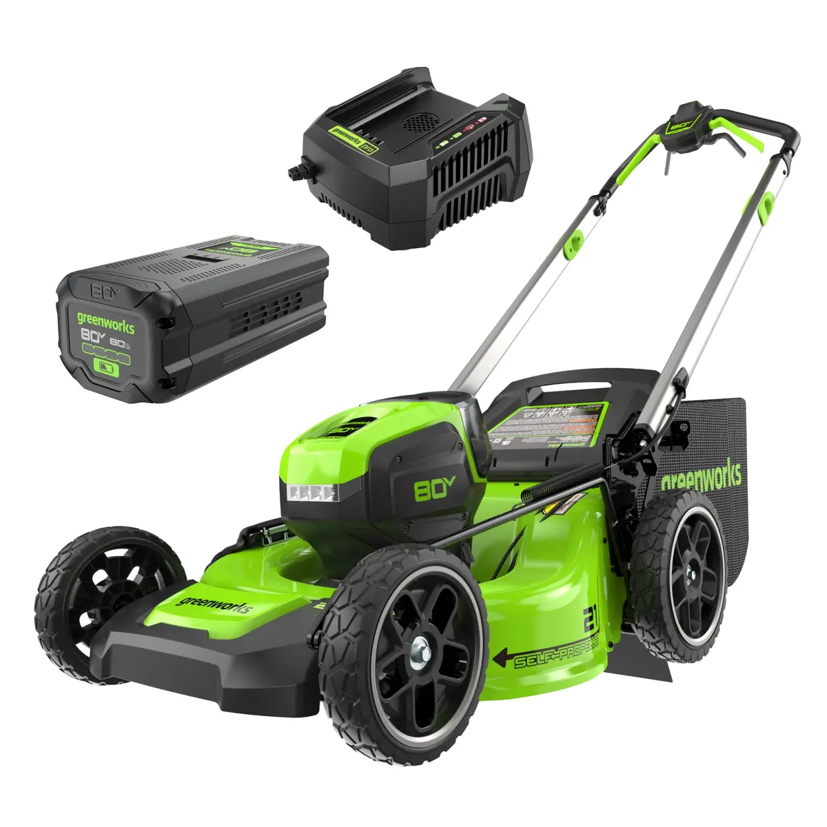 80V 21" Cordless Battery 4-In-1 Self-Propelled Lawn Mower, 8.0 Ah Battery And 6A Charger 1