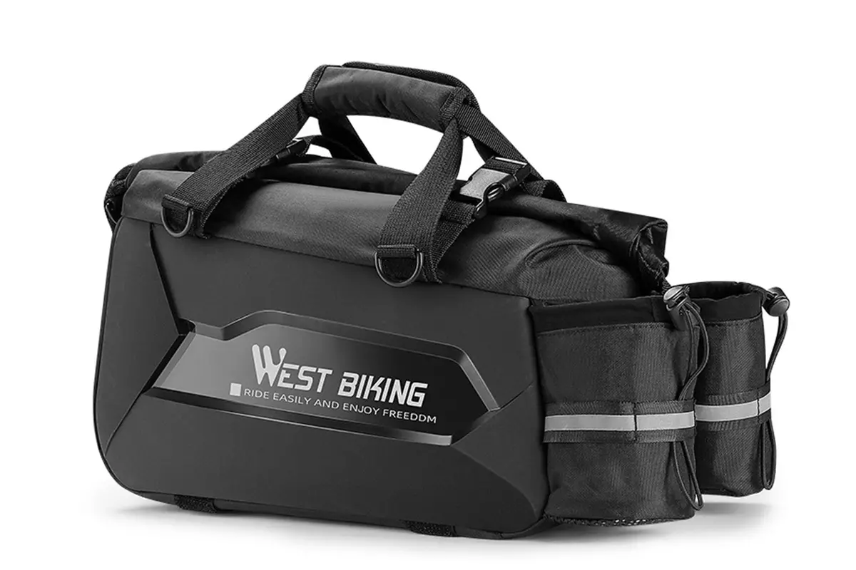 25L Hard Shell Rear Rack Bag With 2 Water Bottle Bags 1