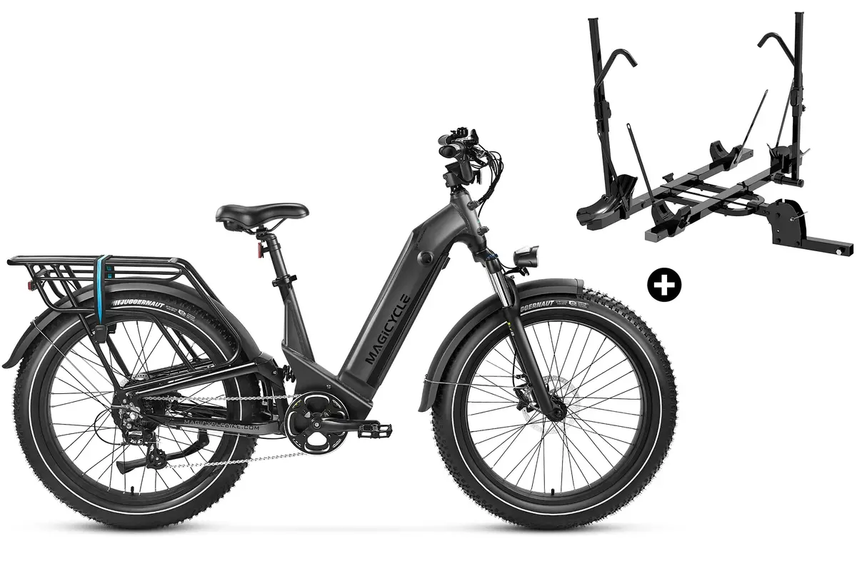 Bundle Sale - Magicycle Deer Step-Thru E-Bike With A Hitch Bike Rack 1