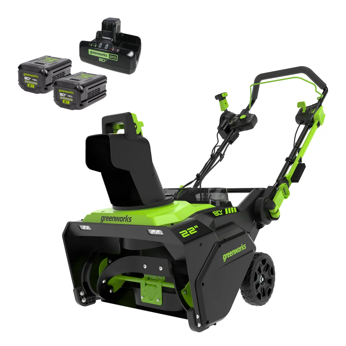 80V 22" Cordless Battery Single-Stage Snow Blower W/ (2)4.0 Ah Battery & Dual-Port Charger 1