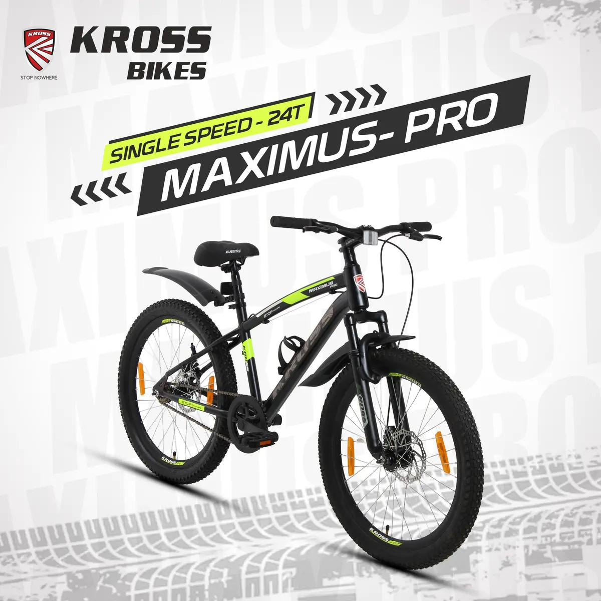 Kross Maximus Pro Kross 24T Black/Yellow Mtb – 37 Cm Frame, Dual Disc Brakes, Front Suspension 1