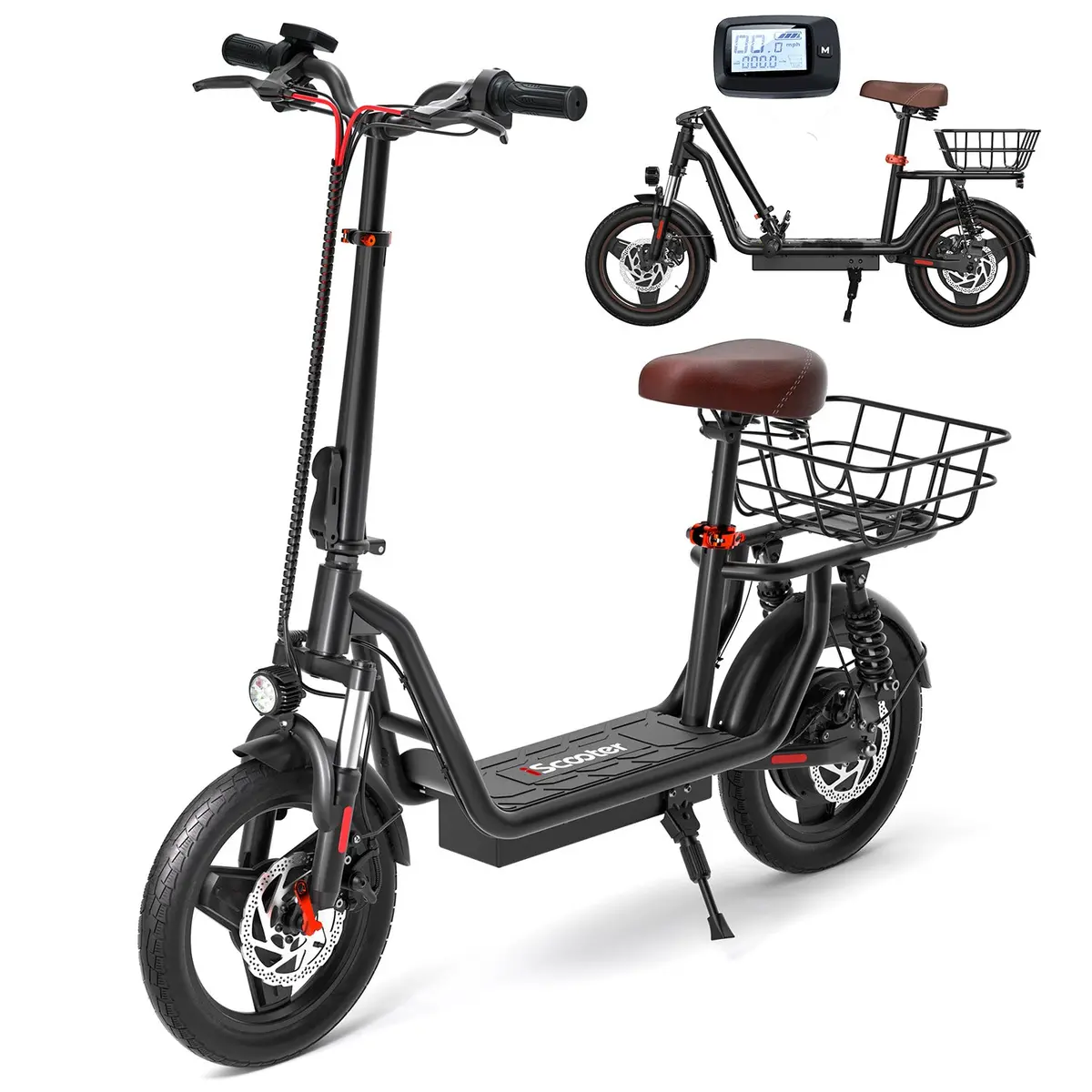 Iscooter I14 800W Electric Scooter With Seat & Basket For Adults 1