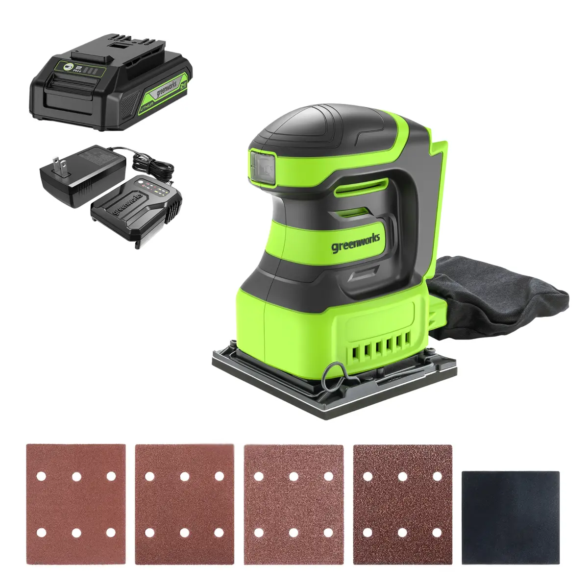 24V Cordless Battery Quarter Sheet Sander: 2.0 Ah Battery And Charger 1